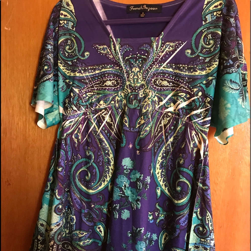 French Bazaar exotic print short sleeve top